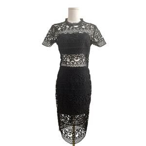 NWT Express Women Sz 4 Two Piece Sleeveless Top Skirt Lined Black Lace